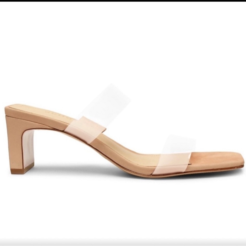 Schultz Nude Clear Strap Mid Heel Sandal